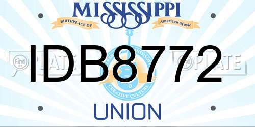 IDB8772 Mississippi License Plate