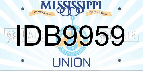 IDB9959 Mississippi License Plate