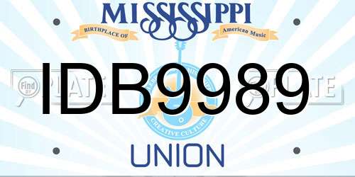 IDB9989 Mississippi License Plate