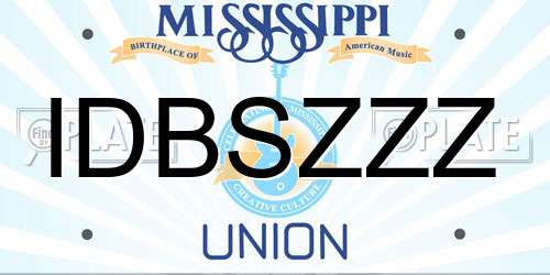 IDBSZZZ Mississippi License Plate