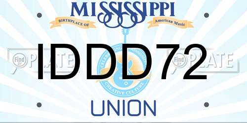 IDDD72 Mississippi License Plate