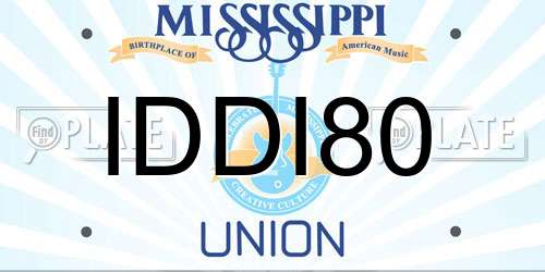 IDDI80 Mississippi License Plate