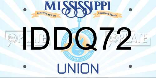 IDDQ72 Mississippi License Plate