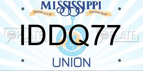 IDDQ77 Mississippi License Plate