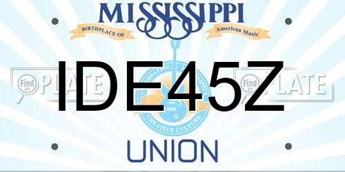 IDE45Z Mississippi License Plate