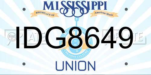 IDG8649 Mississippi License Plate