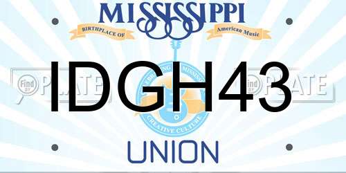 IDGH43 Mississippi License Plate