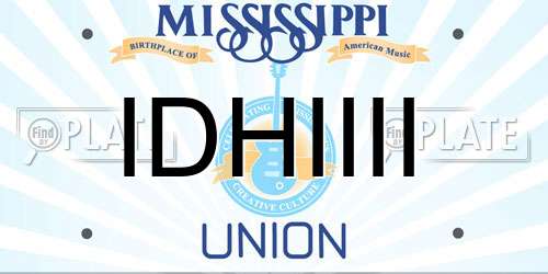 IDHIIII Mississippi License Plate