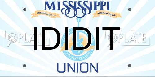 IDIDIT Mississippi License Plate