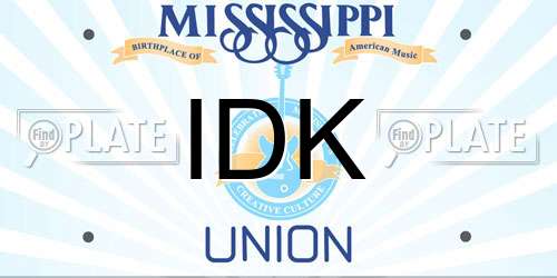 IDK Mississippi License Plate
