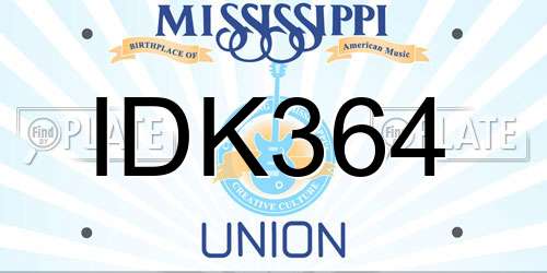 IDK364 Mississippi License Plate