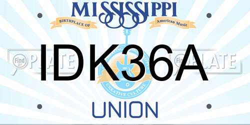 IDK36A Mississippi License Plate