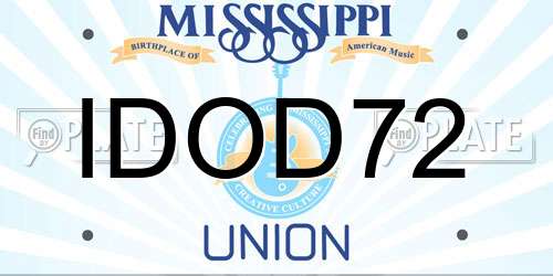 IDOD72 Mississippi License Plate