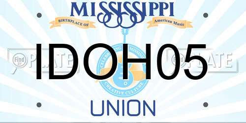 IDOH05 Mississippi License Plate