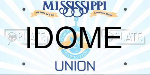 IDOME Mississippi License Plate