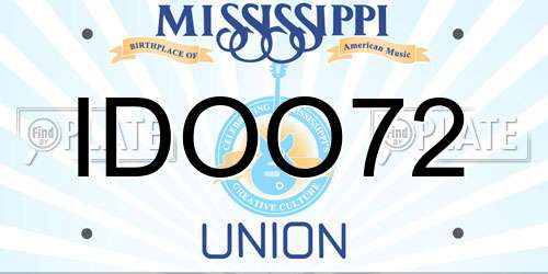 IDOO72 Mississippi License Plate