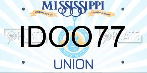 IDOO77 Mississippi License Plate