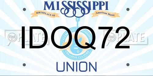 IDOQ72 Mississippi License Plate