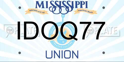 IDOQ77 Mississippi License Plate