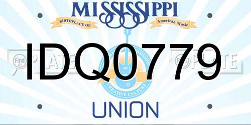 IDQ0779 Mississippi License Plate