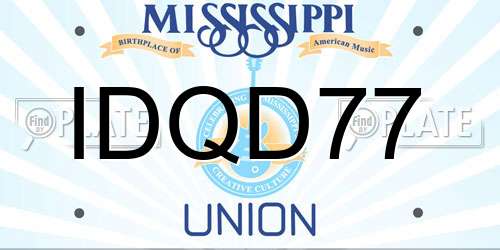 IDQD77 Mississippi License Plate