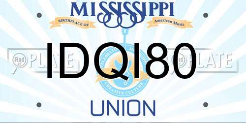 IDQI80 Mississippi License Plate