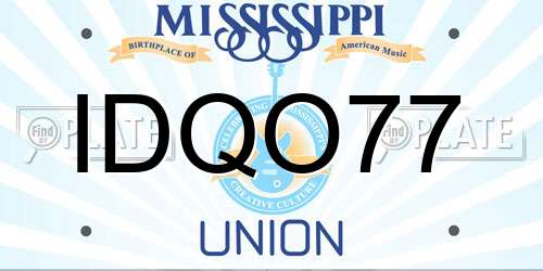 IDQO77 Mississippi License Plate
