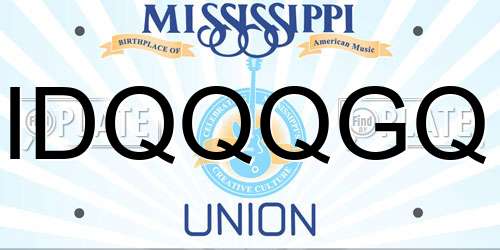 IDQQQGQ Mississippi License Plate