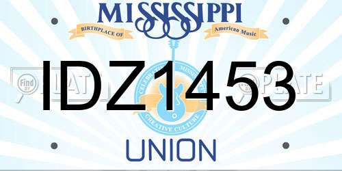 IDZ1453 Mississippi License Plate