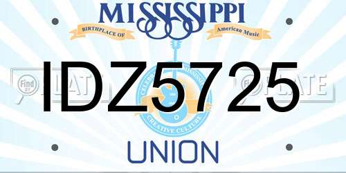 IDZ5725 Mississippi License Plate