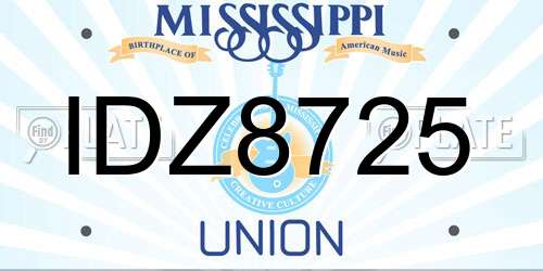 IDZ8725 Mississippi License Plate