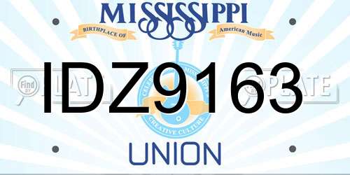 IDZ9163 Mississippi License Plate