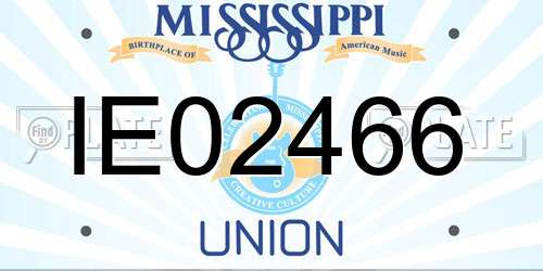 IE02466 Mississippi License Plate
