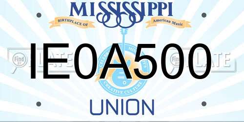 IE0A500 Mississippi License Plate
