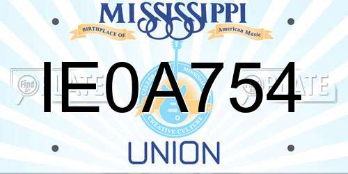 IE0A754 Mississippi License Plate