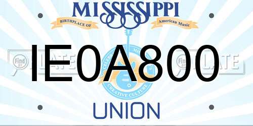 IE0A800 Mississippi License Plate