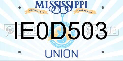 IE0D503 Mississippi License Plate