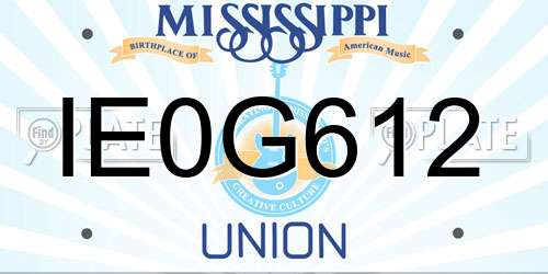 IE0G612 Mississippi License Plate