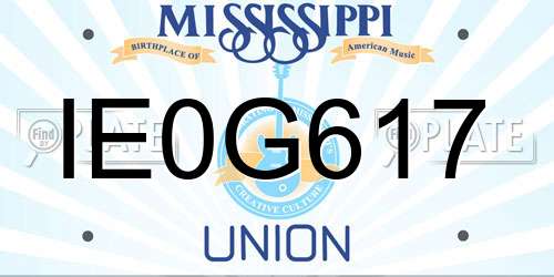 IE0G617 Mississippi License Plate