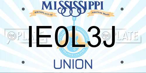 IE0L3J Mississippi License Plate