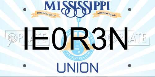 IE0R3N Mississippi License Plate