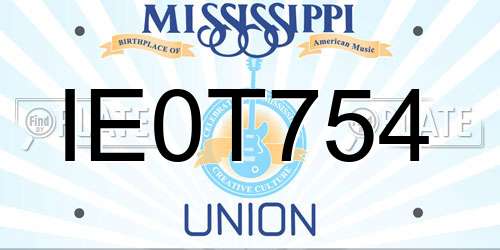IE0T754 Mississippi License Plate