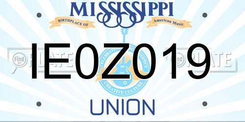 IE0Z019 Mississippi License Plate