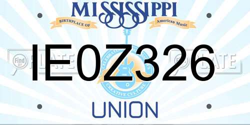 IE0Z326 Mississippi License Plate