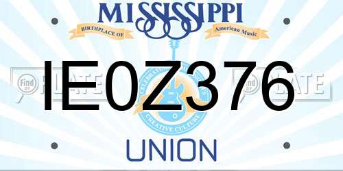 IE0Z376 Mississippi License Plate