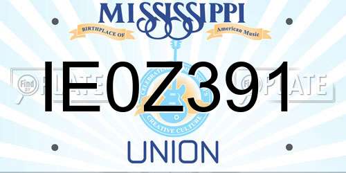IE0Z391 Mississippi License Plate