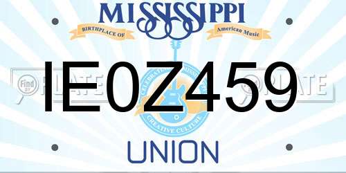 IE0Z459 Mississippi License Plate