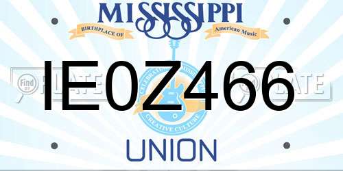 IE0Z466 Mississippi License Plate