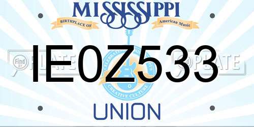 IE0Z533 Mississippi License Plate