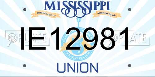 IE12981 Mississippi License Plate